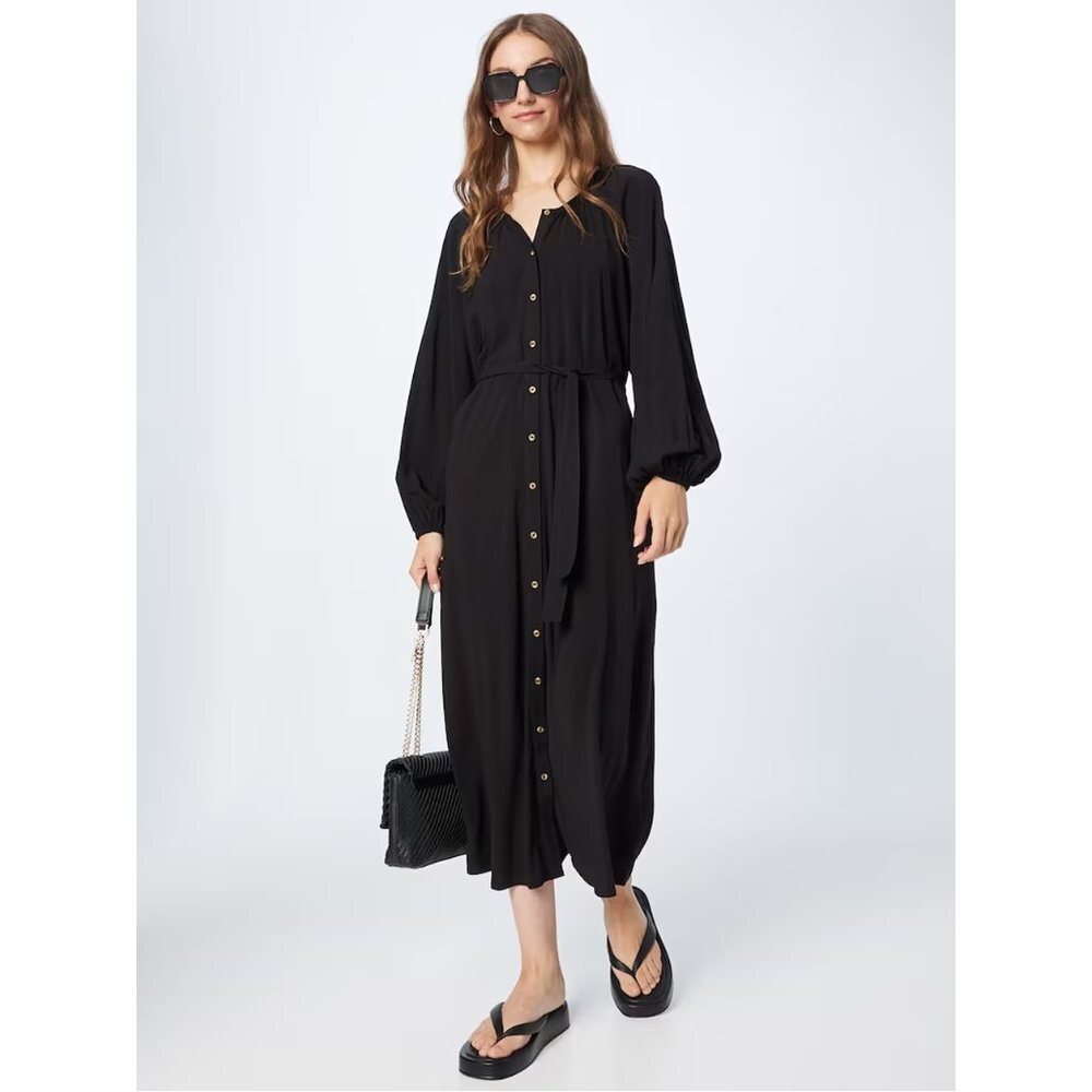 Velvet at Anthropologie Oversized Waist Tie Crew Neck Long Sleeve Maxi Dress